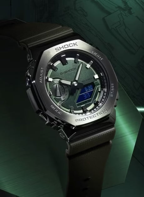 Casio G-Shock Style GM-2100B-3A – High-Quality Imitation (Gunmetal & Olive Green)