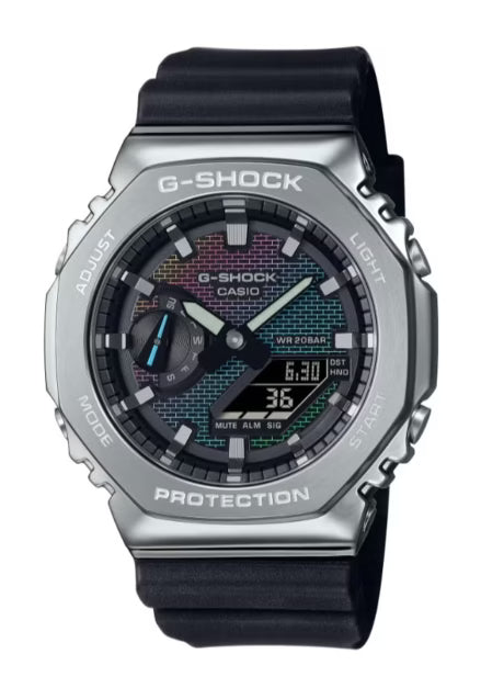 Casio G-Shock Style GM-2100RW-1A – High-Quality Imitation (Silver & Rainbow Iridescent)