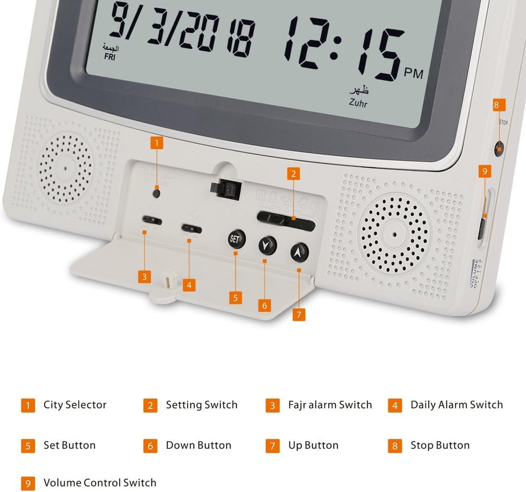 Azan Clock Prayer Times Table Clock Muslim Digital Alarm