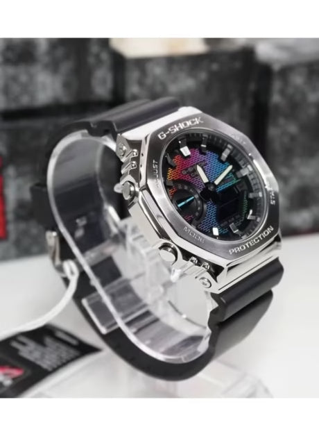 Casio G-Shock Style GM-2100RW-1A – High-Quality Imitation (Silver & Rainbow Iridescent)