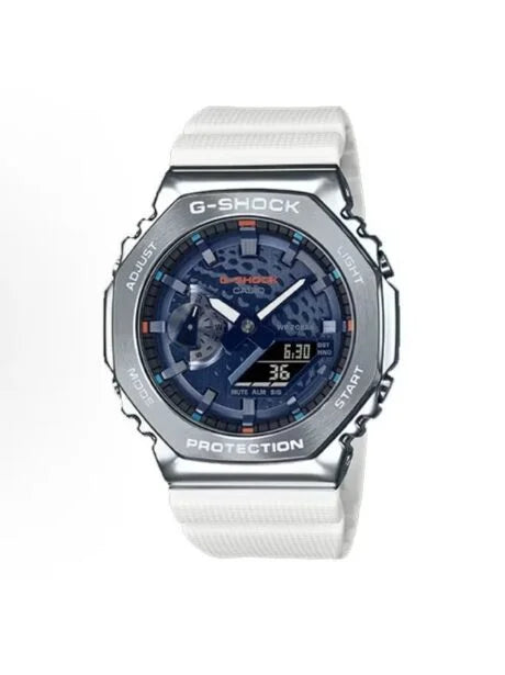 Casio G-Shock Style GM-2100 – High-Quality Imitation (Silver & Blue Leopard Edition)