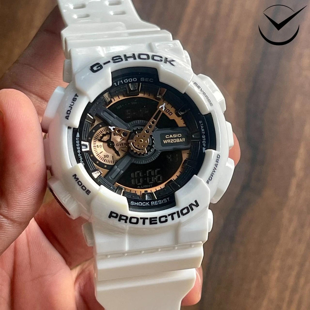 Casio G-Shock Style GA-110RG-7A – High-Quality Imitation (Arctic White & Rose Gold)
