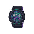Casio G-Shock Style GA-100BL-1 – High-Quality Imitation (Neon Purple & Teal)