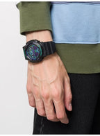 Casio G-Shock Style GA-100BL-1 – High-Quality Imitation (Neon Purple & Teal)