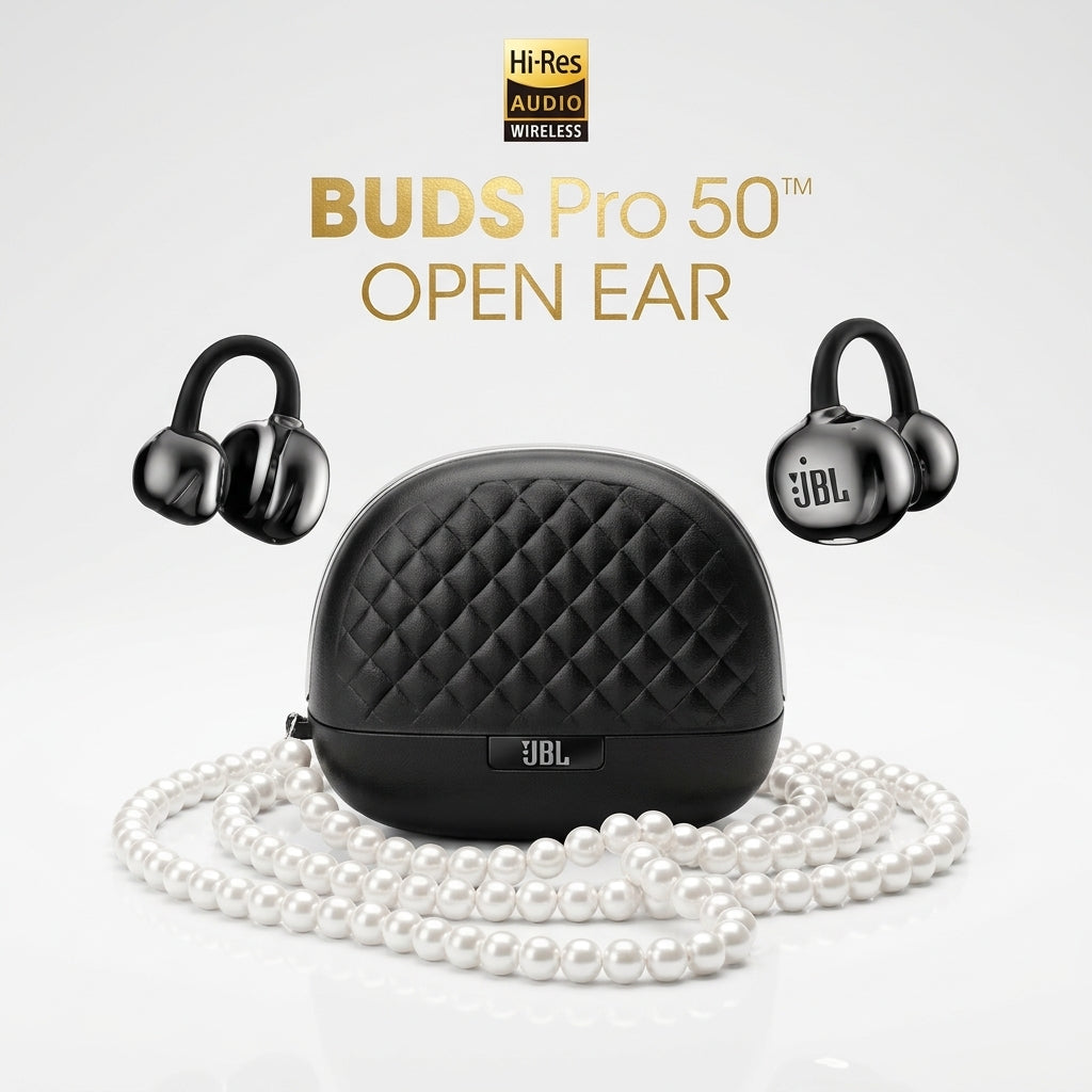 JBL Buds Pro 50 Open-Ear Wireless Earbuds – Hi-Res Audio, 26-Hour Battery Life & Multi-Point Connection with Premium Charging Case