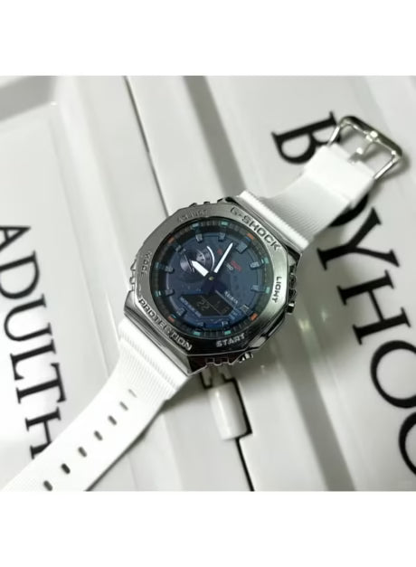 Casio G-Shock Style GM-2100 – High-Quality Imitation (Silver & Blue Leopard Edition)