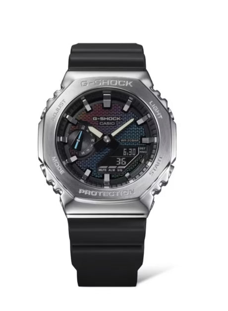 Casio G-Shock Style GM-2100RW-1A – High-Quality Imitation (Silver & Rainbow Iridescent)