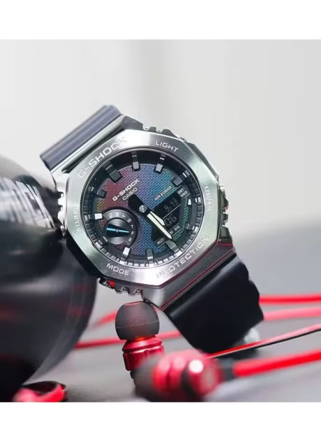 Casio G-Shock Style GM-2100RW-1A – High-Quality Imitation (Silver & Rainbow Iridescent)