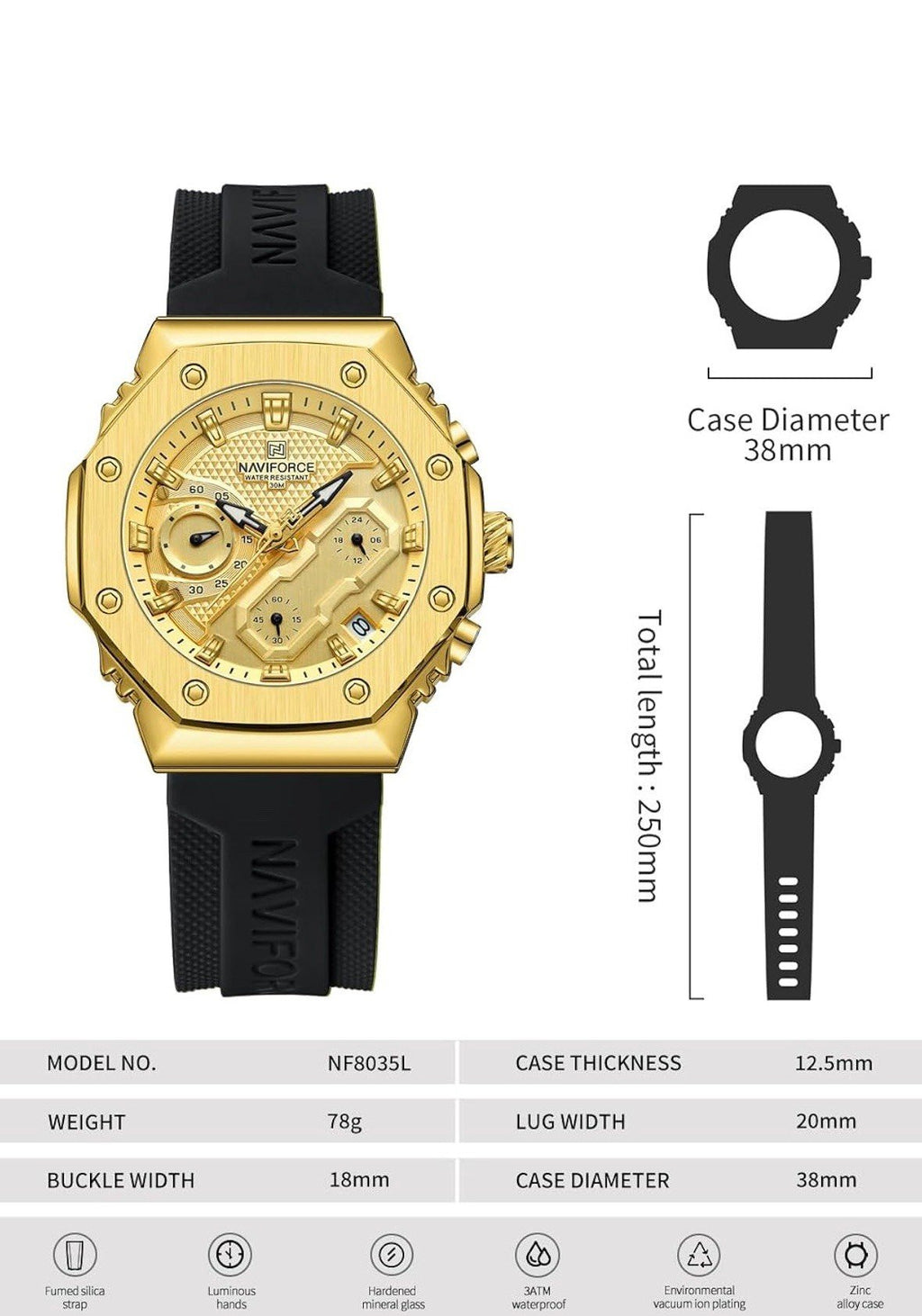 Naviforce Wrist Unisex Watch NF8035L-GBB