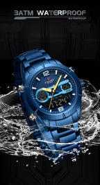 NAVIFORCE Blue Steel Dual Display Men's Watch