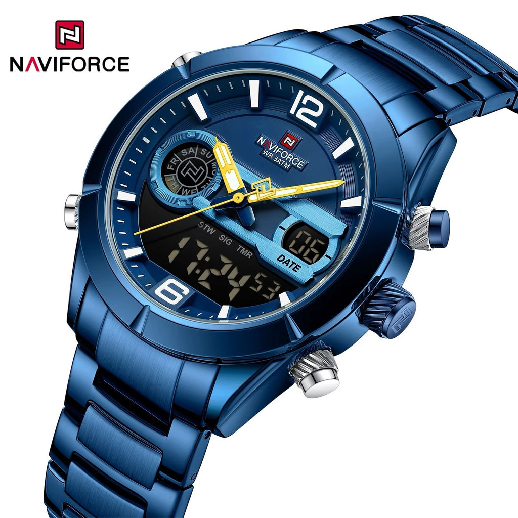 NAVIFORCE Blue Steel Dual Display Men's Watch