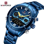 NAVIFORCE Blue Steel Dual Display Men's Watch