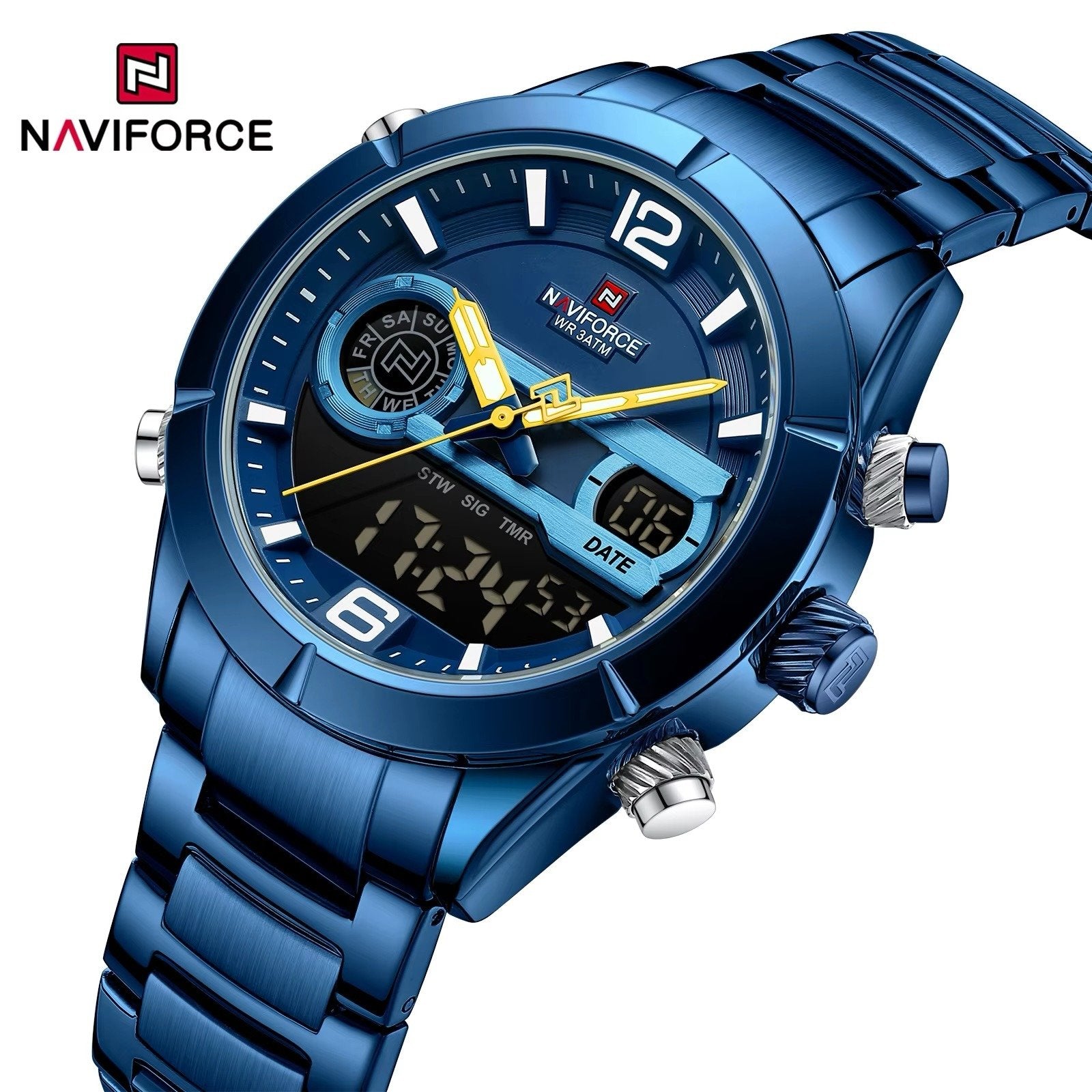 NAVIFORCE Blue Steel Dual Display Men's Watch