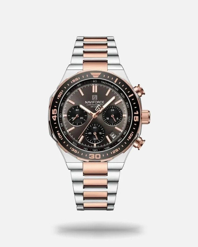 NAVIFORCE Men’s Rugged Silver Chronograph