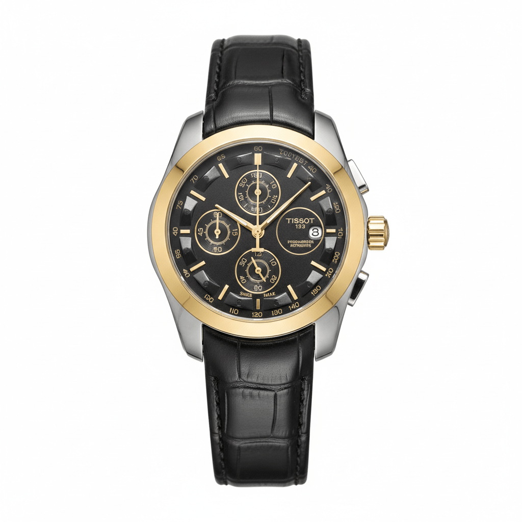 Tissot 1853 Chronograph Gold &amp; Silver Leather Strap