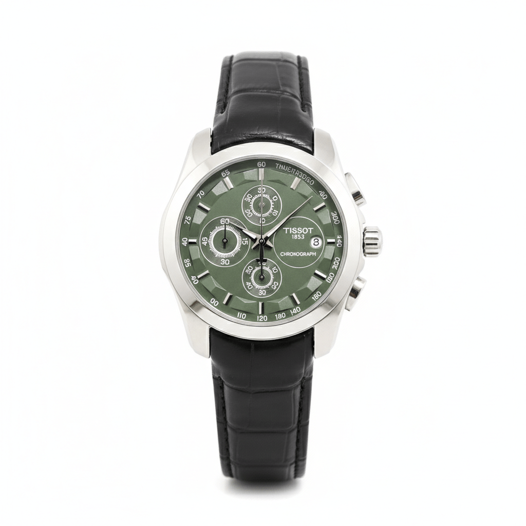Tissot 1853 Chronograph Green Dial – Silver Steel Black Leather Strap