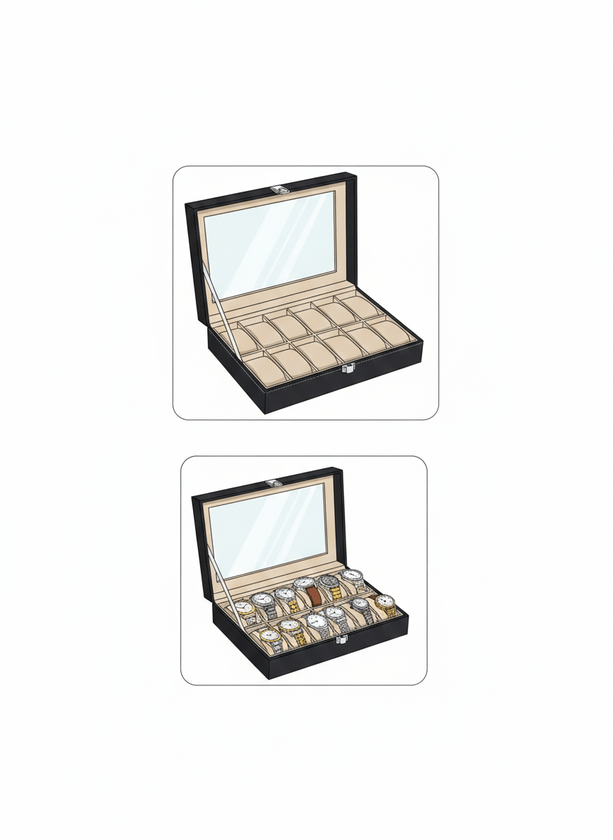 Elegant 12-Slot Watch Collection &amp; Display Box