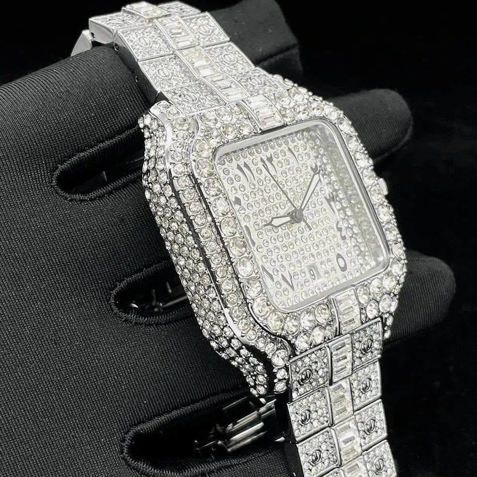 Luxury Arabic Piazza Iced Out Diamond Watch