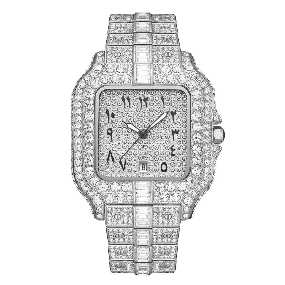 Luxury Arabic Piazza Iced Out Diamond Watch