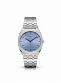 Gucci 25H Series Inspired Slim Watch – Ice Blue Textured Dial &amp; Steel Bracelet