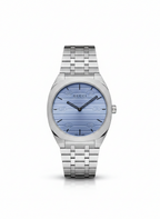 Gucci 25H Series Inspired Slim Watch – Ice Blue Textured Dial &amp; Steel Bracelet