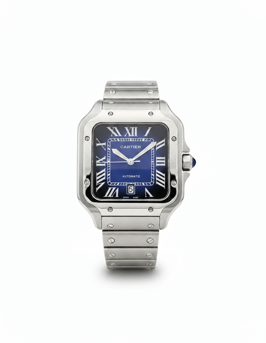Cartier Santos – Classic Roman Dial Steel Watch