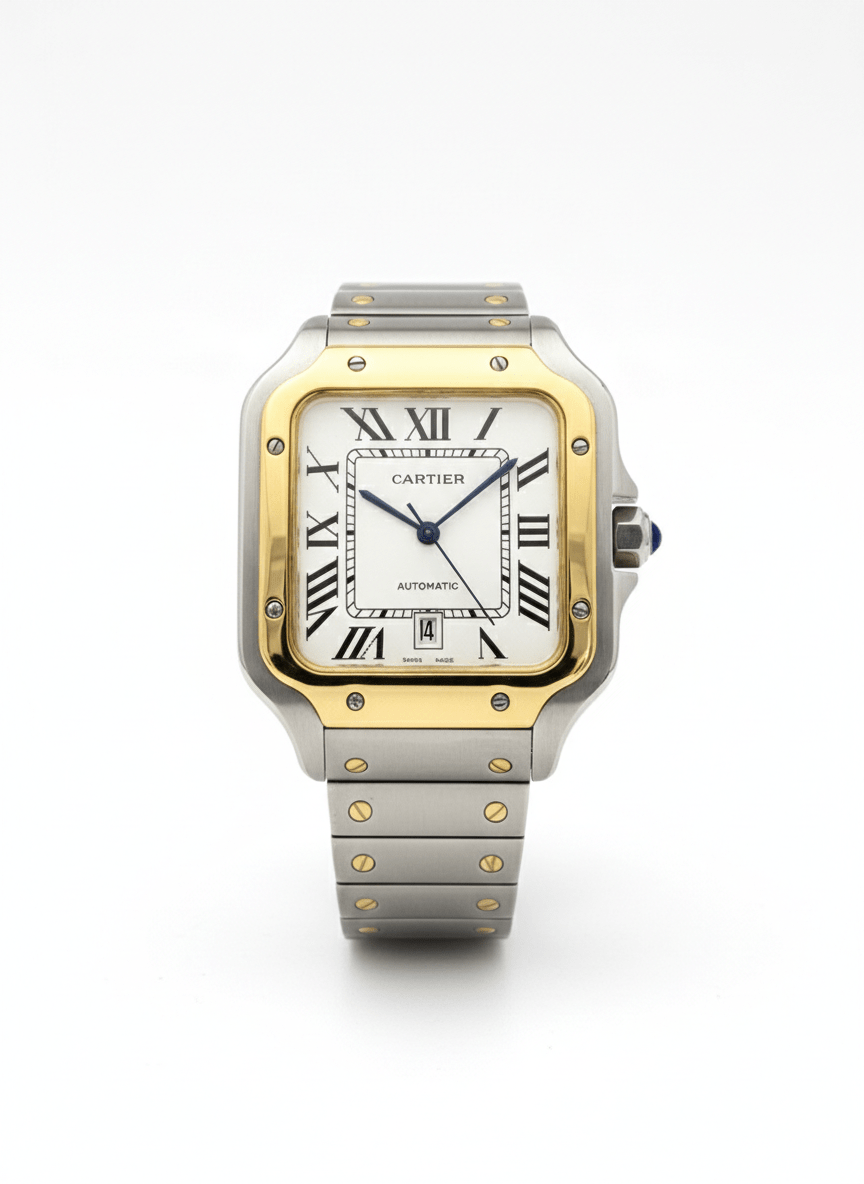 Cartier Santos – Classic Roman Dial Steel Watch
