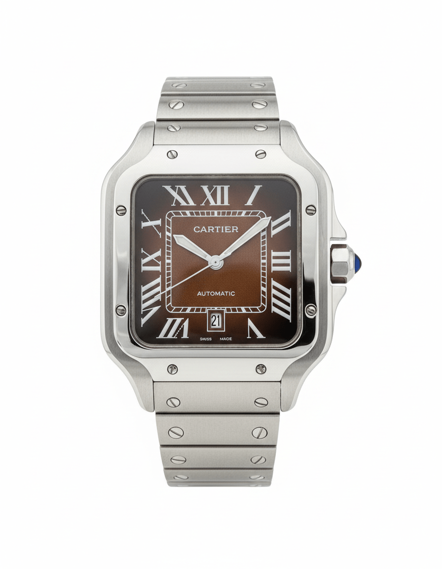 Cartier Santos – Classic Roman Dial Steel Watch