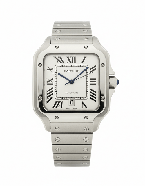 Cartier Santos – Classic Roman Dial Steel Watch