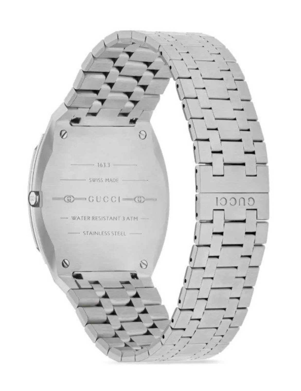 Gucci 25H Series Inspired Slim Watch – Ice Blue Textured Dial &amp; Steel Bracelet