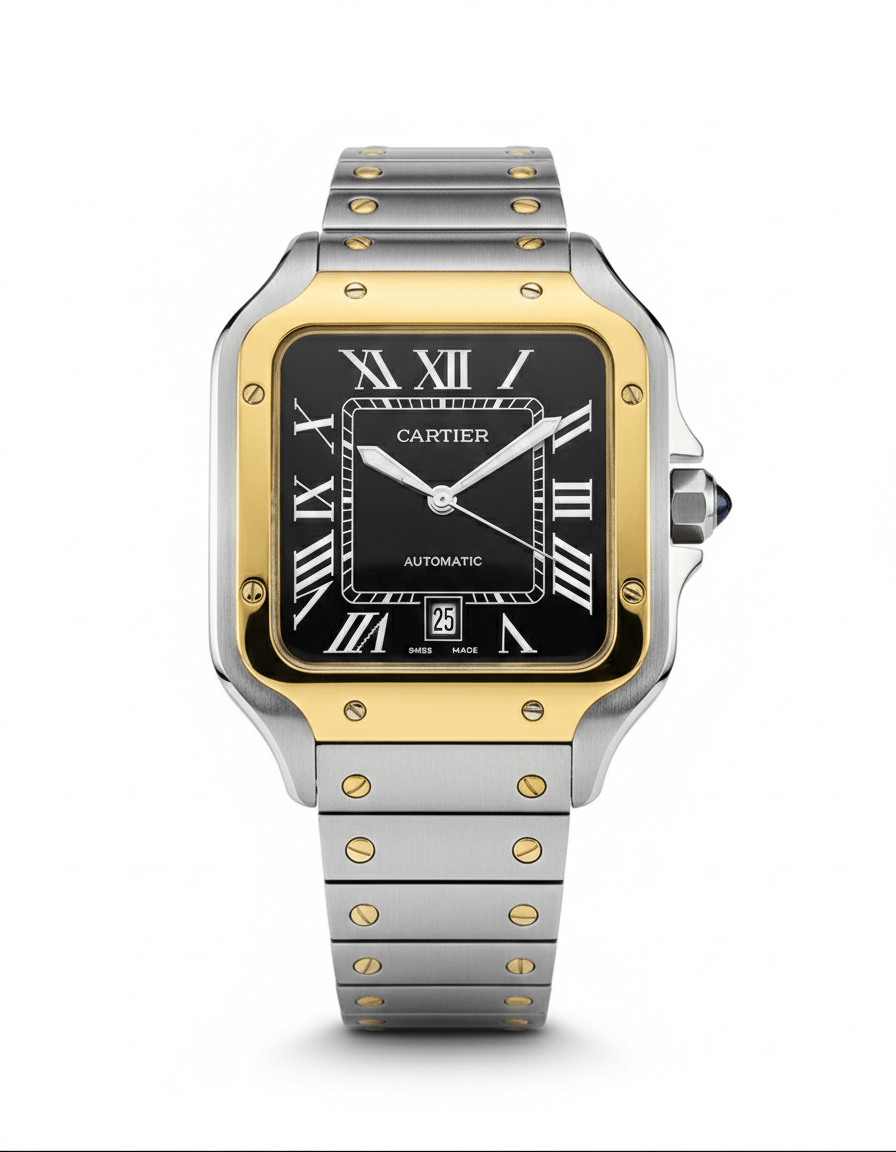 Cartier Santos – Classic Roman Dial Steel Watch
