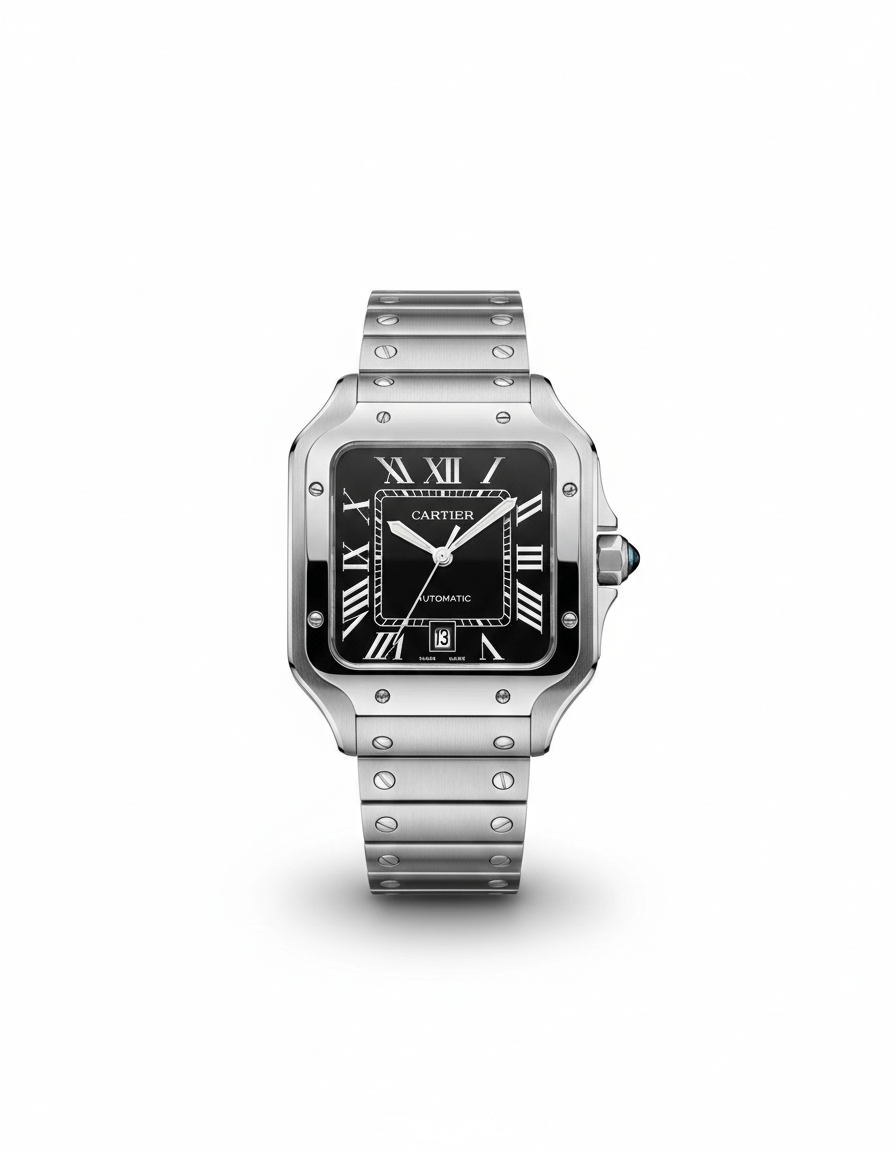 Cartier Santos – Classic Roman Dial Steel Watch