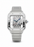 Cartier Santos Skeleton – Transparent Mechanical Dial with Brushed Steel Bracelet