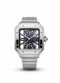 Cartier Santos Skeleton – Transparent Mechanical Dial with Brushed Steel Bracelet