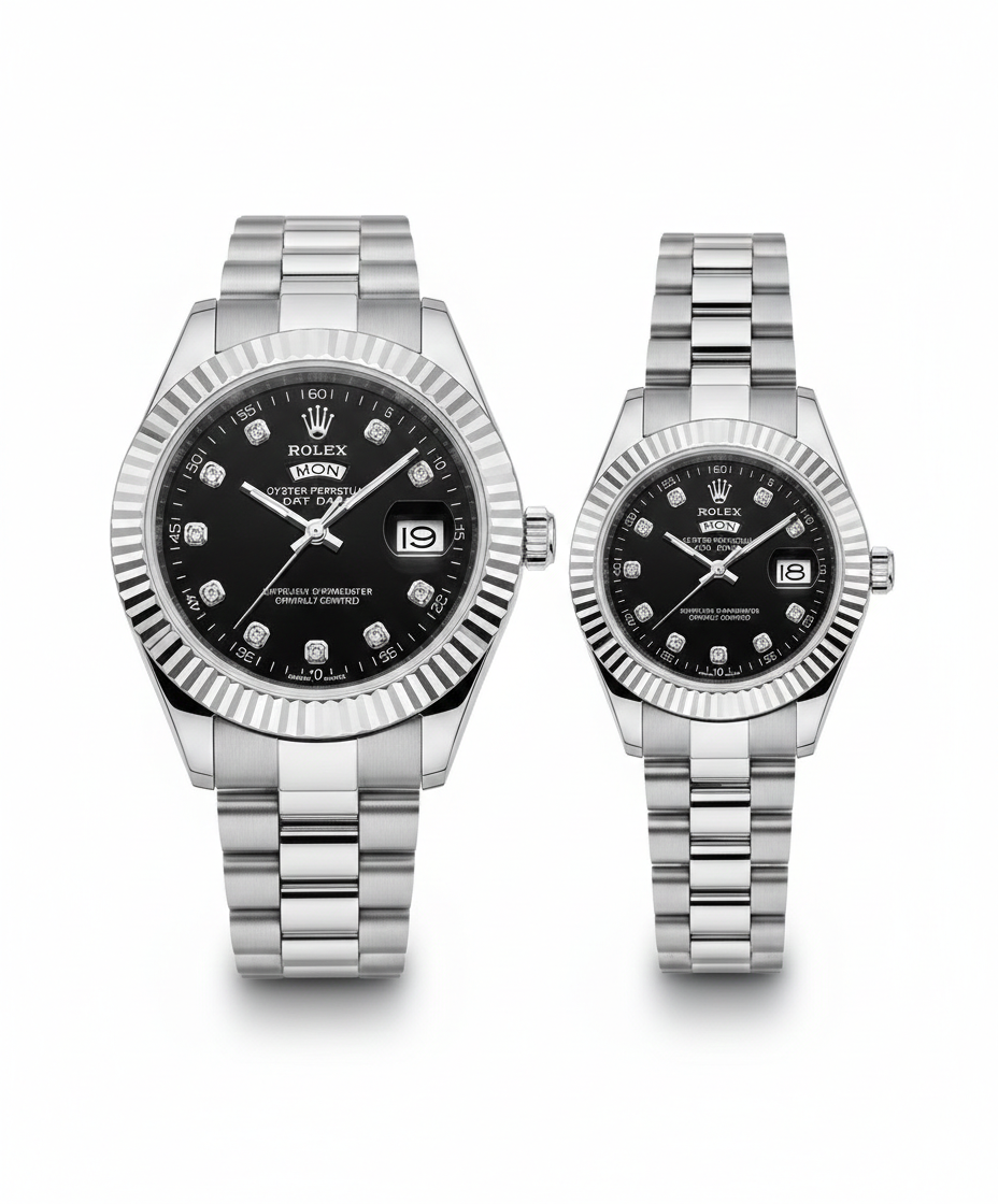 Rolex Day-Date Style Couple Watch Set – Battery Operated Edition