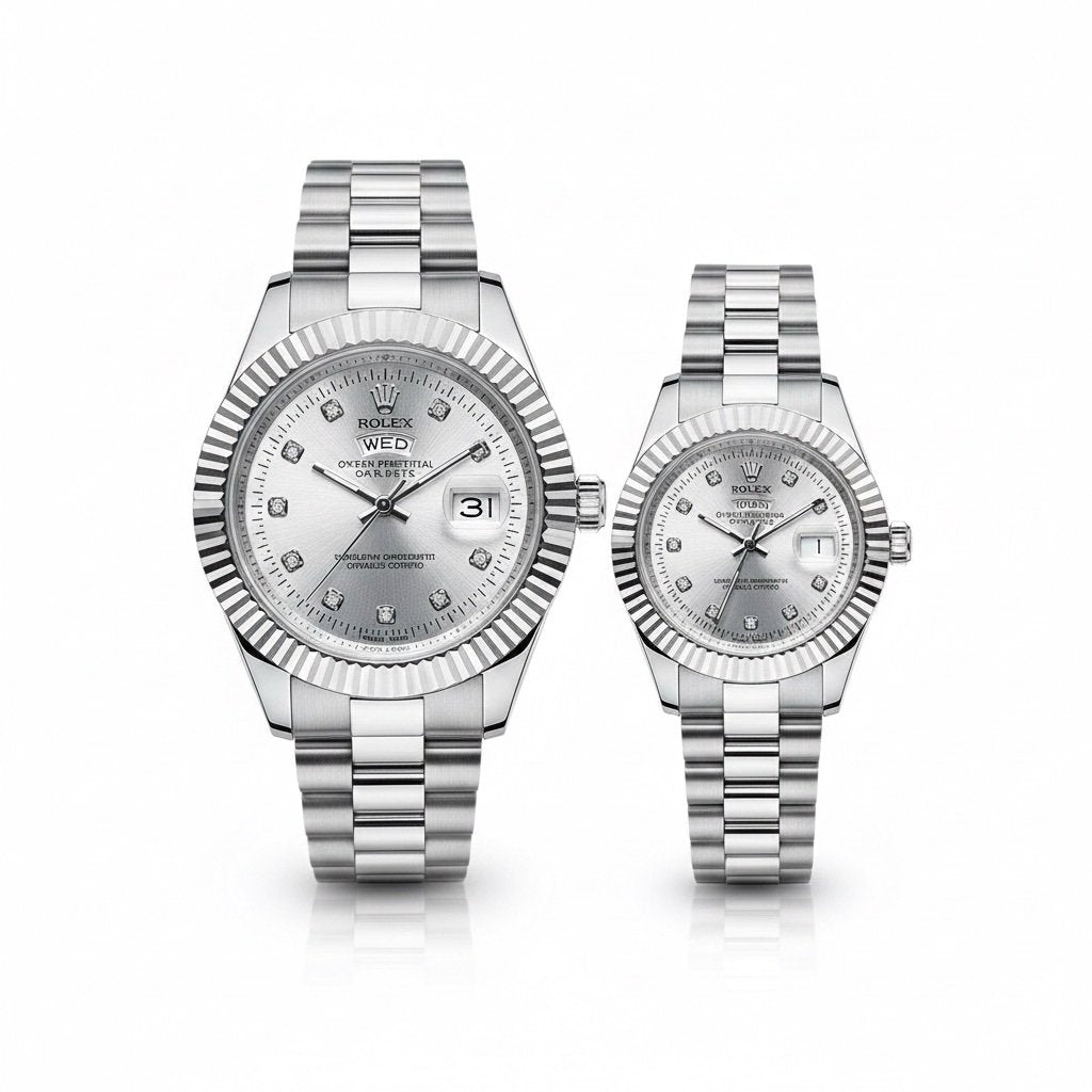 Rolex Day-Date Style Couple Watch Set – Battery Operated Edition