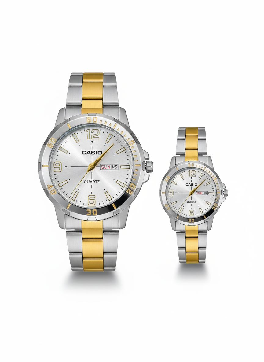 Casio Couple Watch Set – Premium Stainless Steel Design