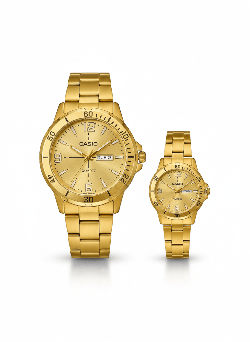 Casio Couple Watch Set – Premium Stainless Steel Design