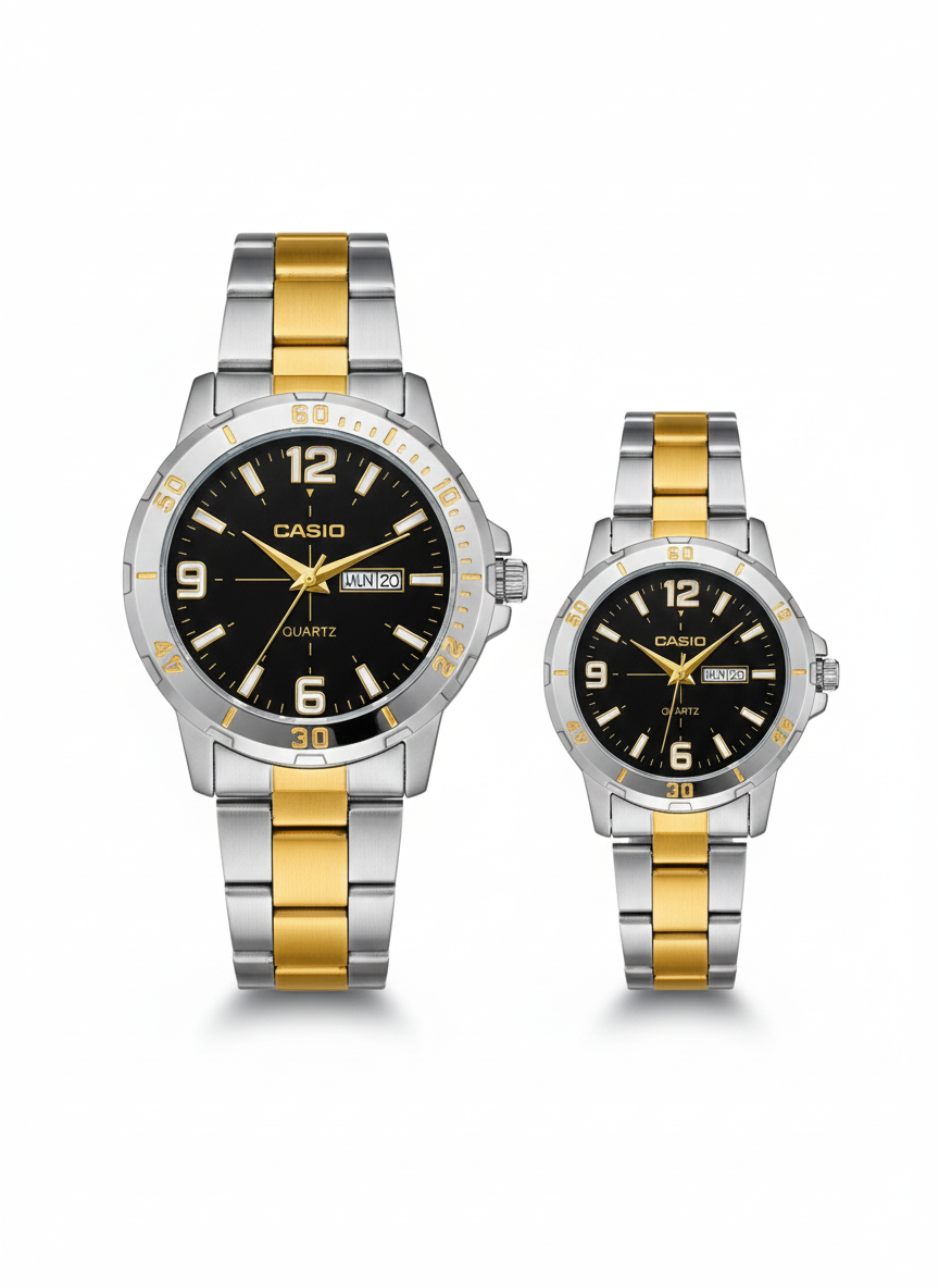Casio Couple Watch Set – Premium Stainless Steel Design