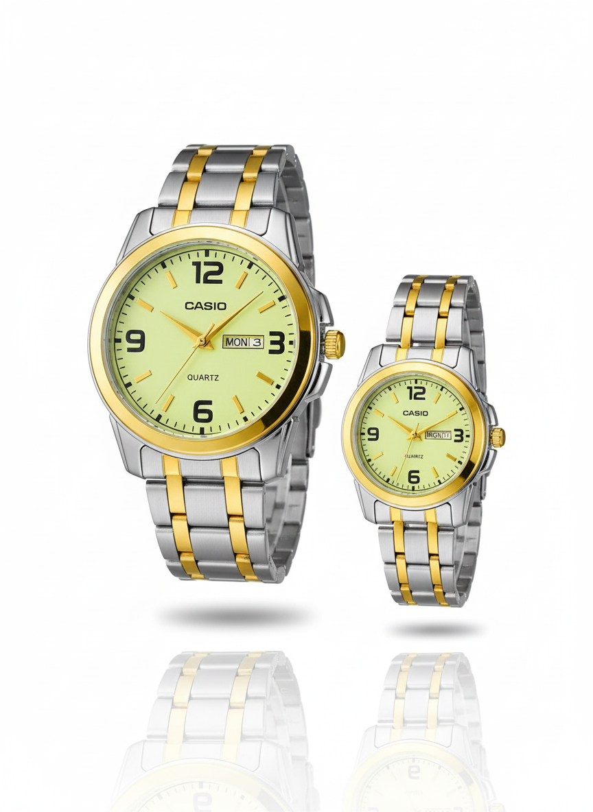 Casio Couple Watch Set – Premium Stainless Steel Design