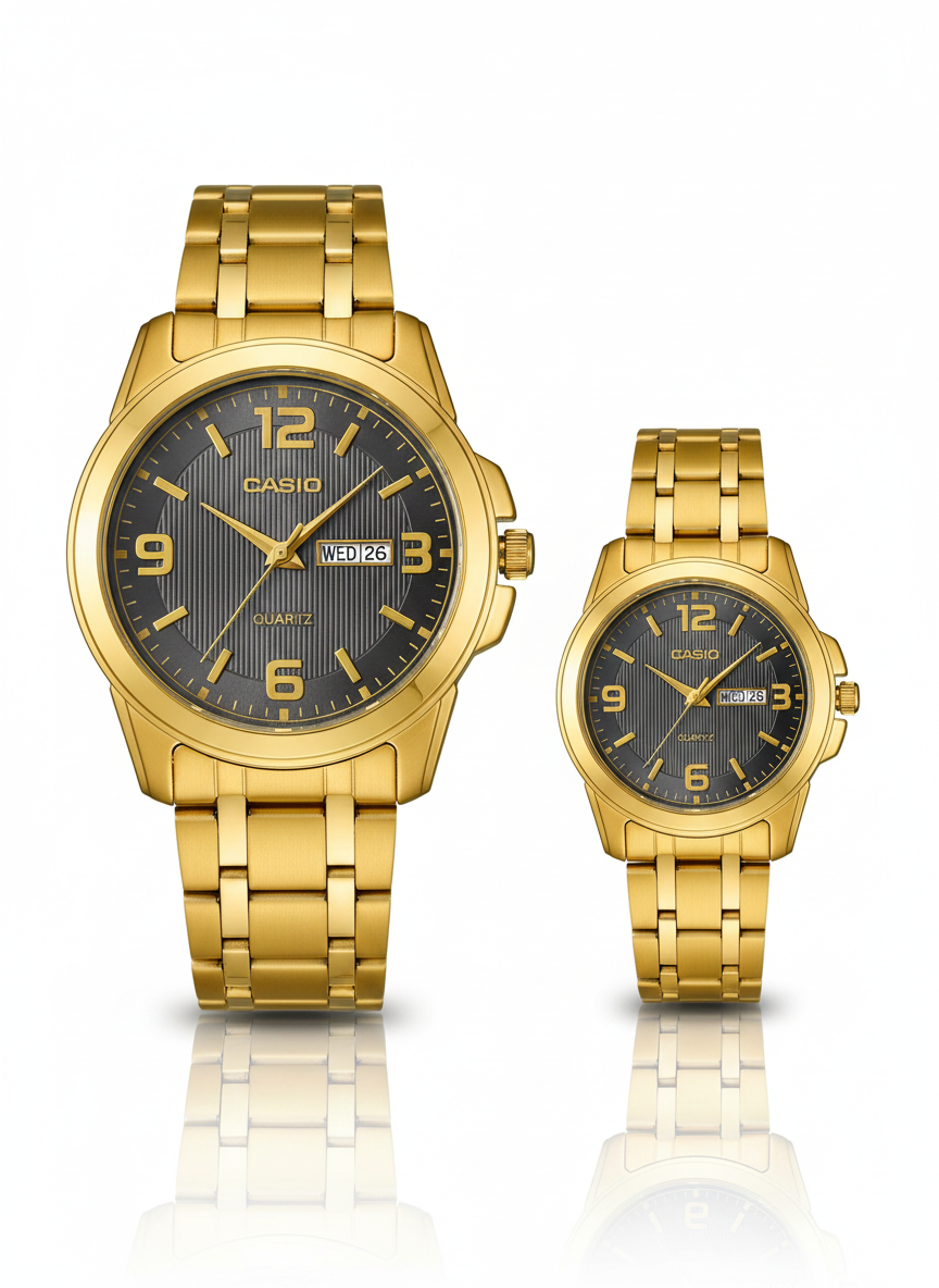 Casio Couple Watch Set – Premium Stainless Steel Design