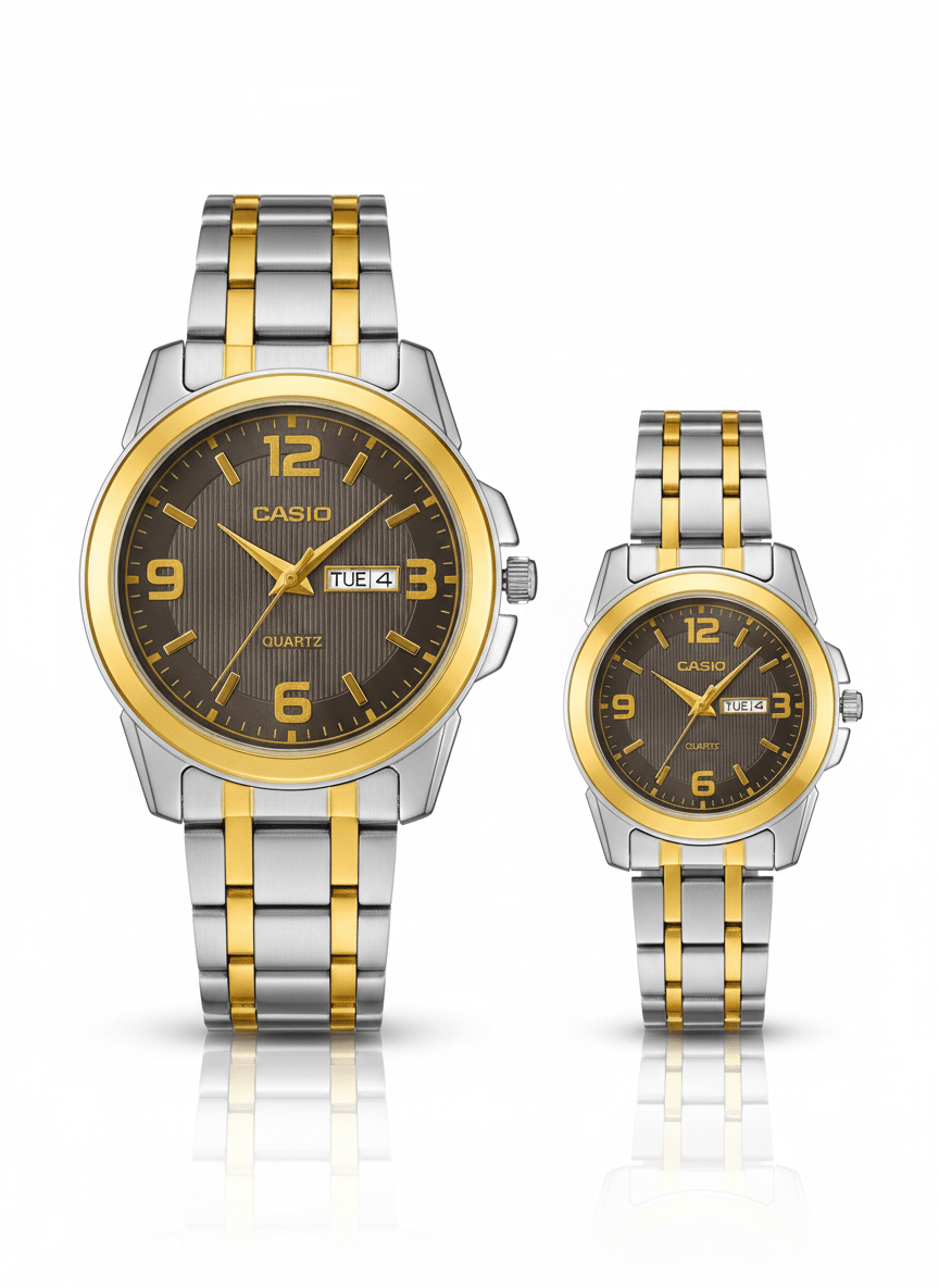 Casio Couple Watch Set – Premium Stainless Steel Design