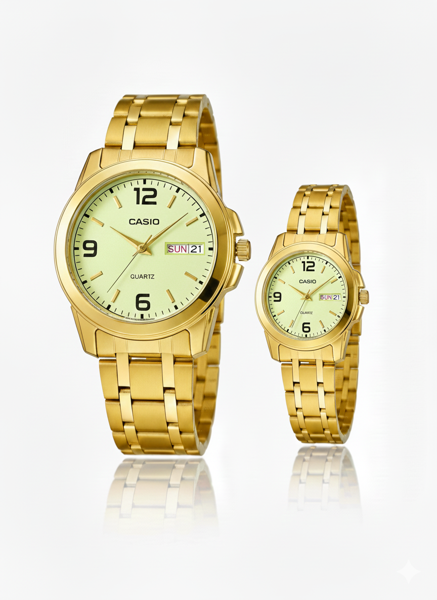 Casio Couple Watch Set – Premium Stainless Steel Design