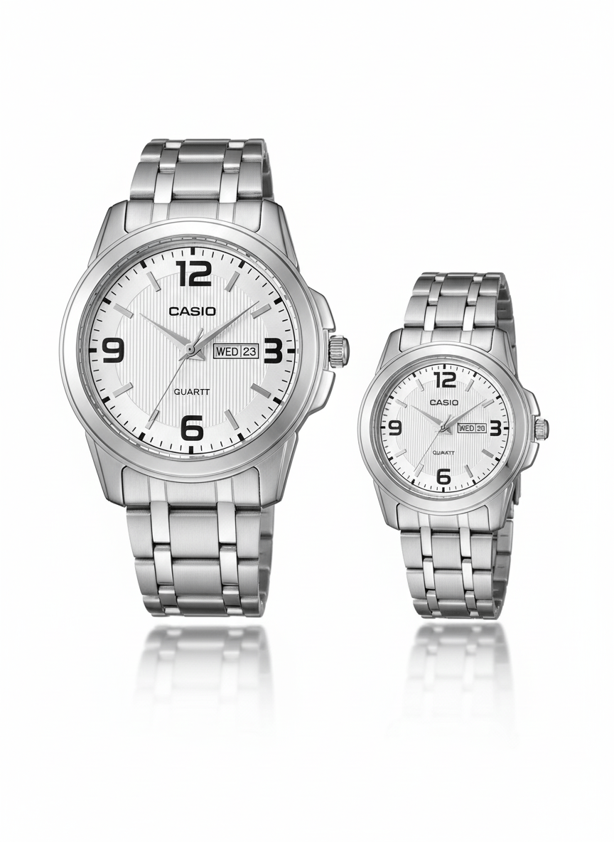 Casio Couple Watch Set – Premium Stainless Steel Design