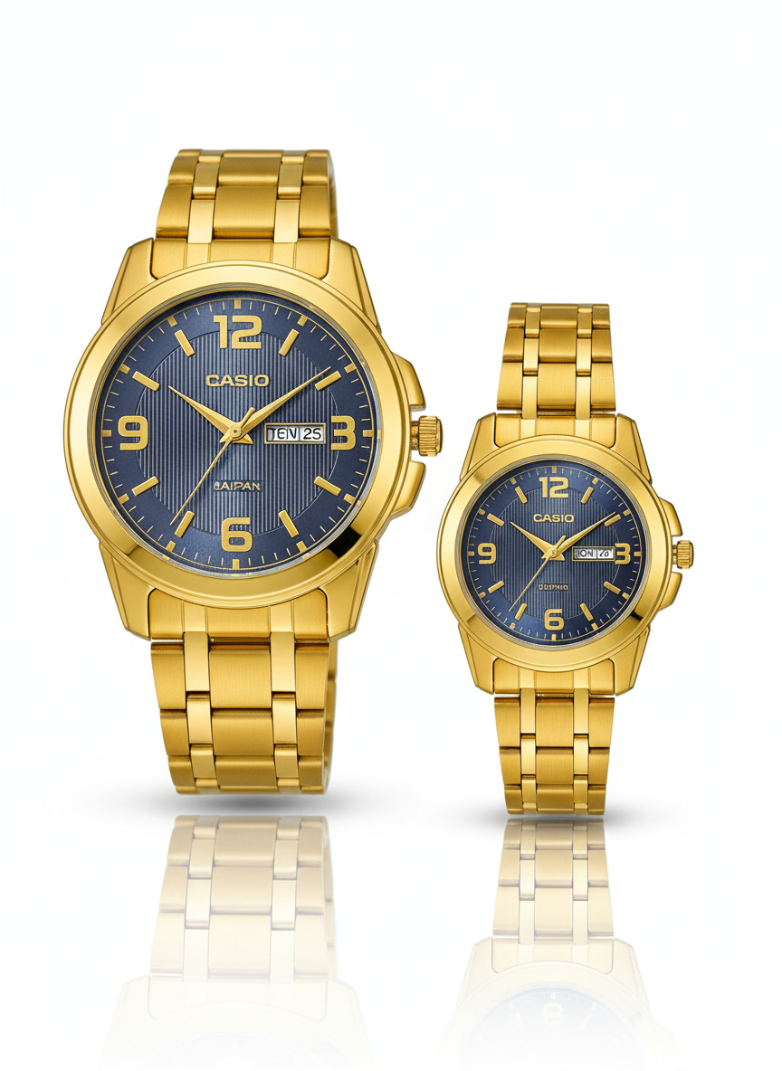 Casio Couple Watch Set – Premium Stainless Steel Design