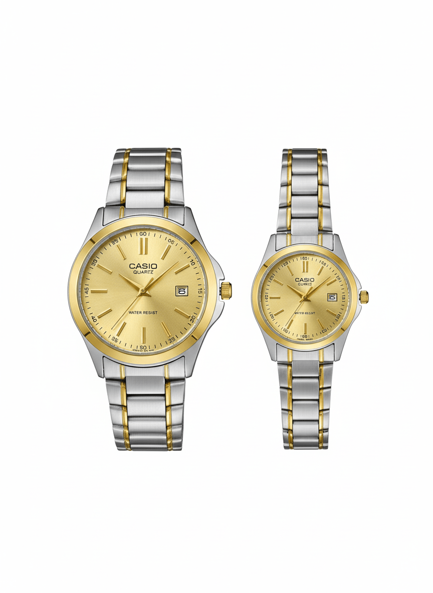 Casio Couple Watch Set – Premium Stainless Steel Design