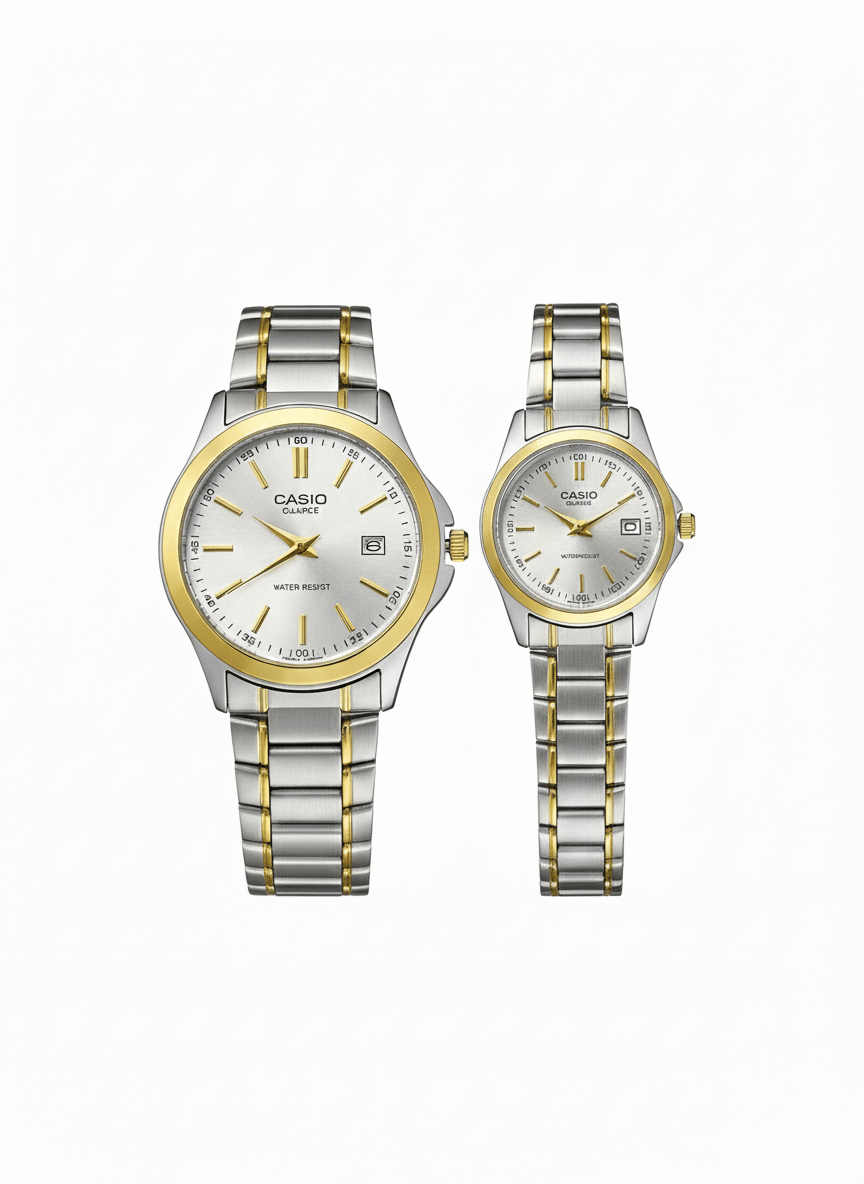 Casio Couple Watch Set – Premium Stainless Steel Design