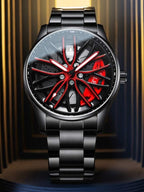 360 ° Rotary Stainless Steel Strap Sport Car Rim Wheel Hub Quartz