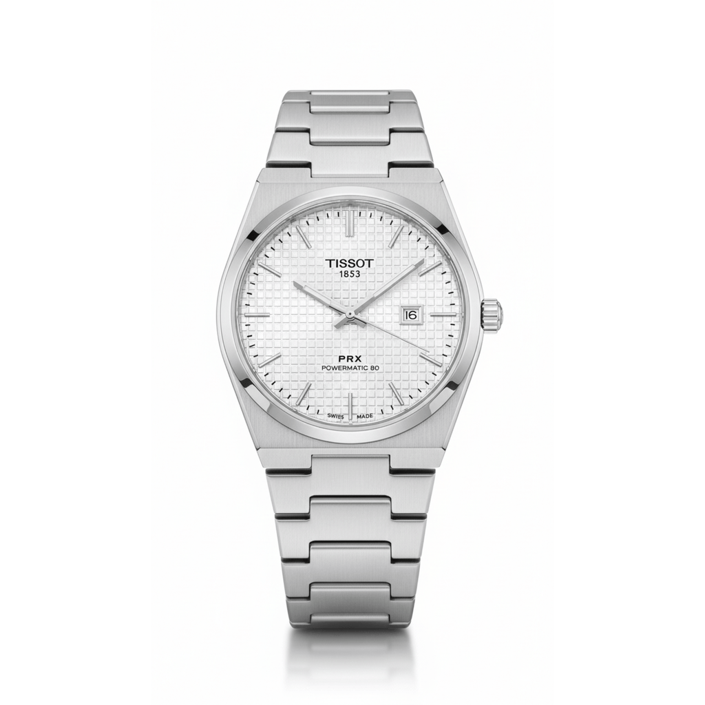 Tissot PRX Silver – Integrated Bracelet Textured White Dial