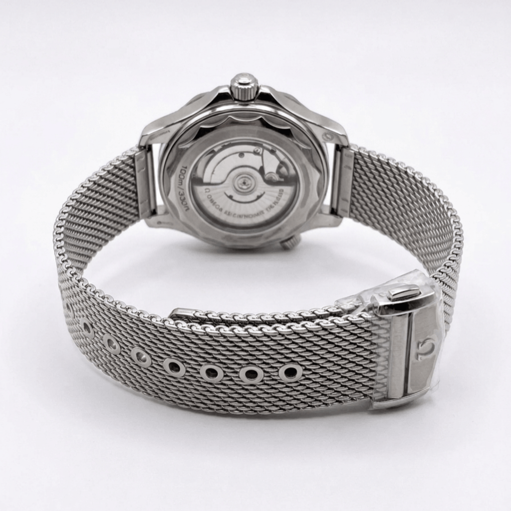 Omega Seamaster Diver 300M – Blue Wave Dial – Silver Mesh Bracelet Automatic